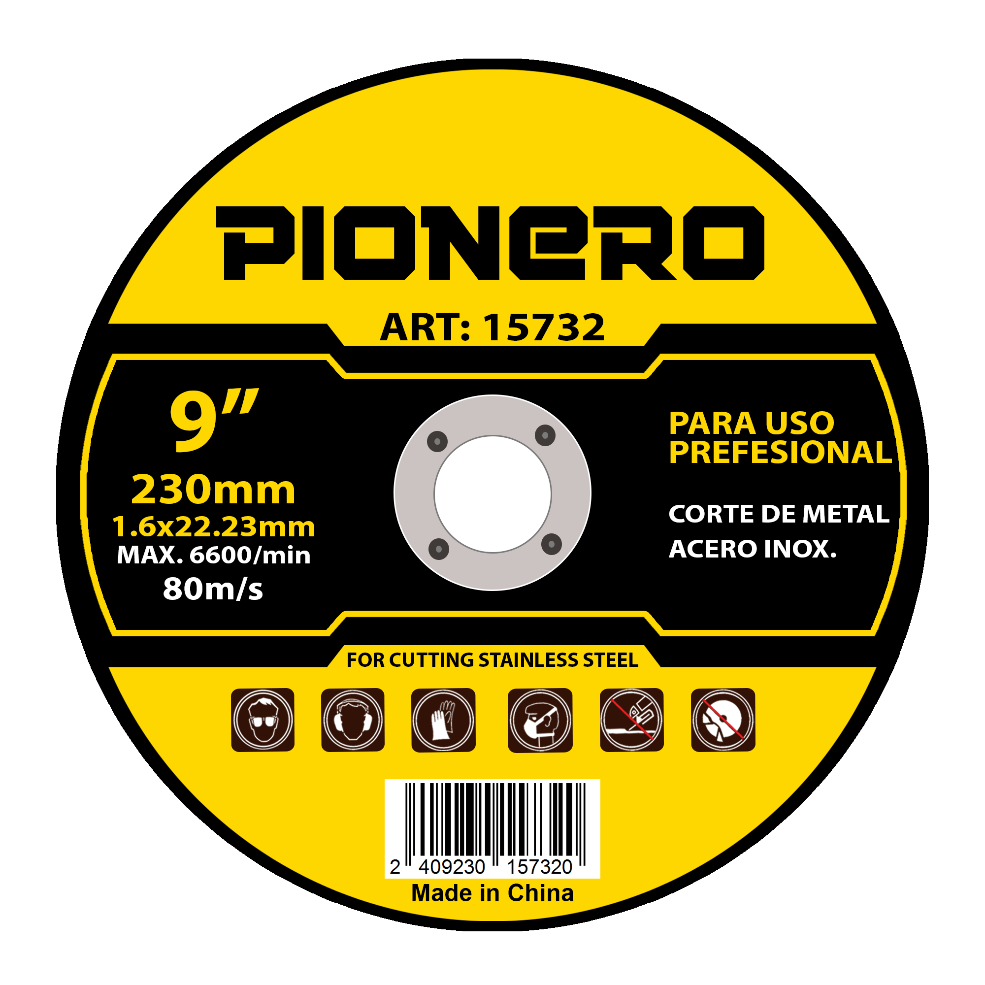 Disco De Corte Para Metal 9"x1.6x22.2mm