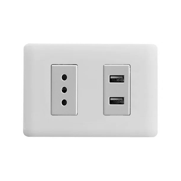Enchufe Simple 10A 250V + Toma USB Stanford CLASICO