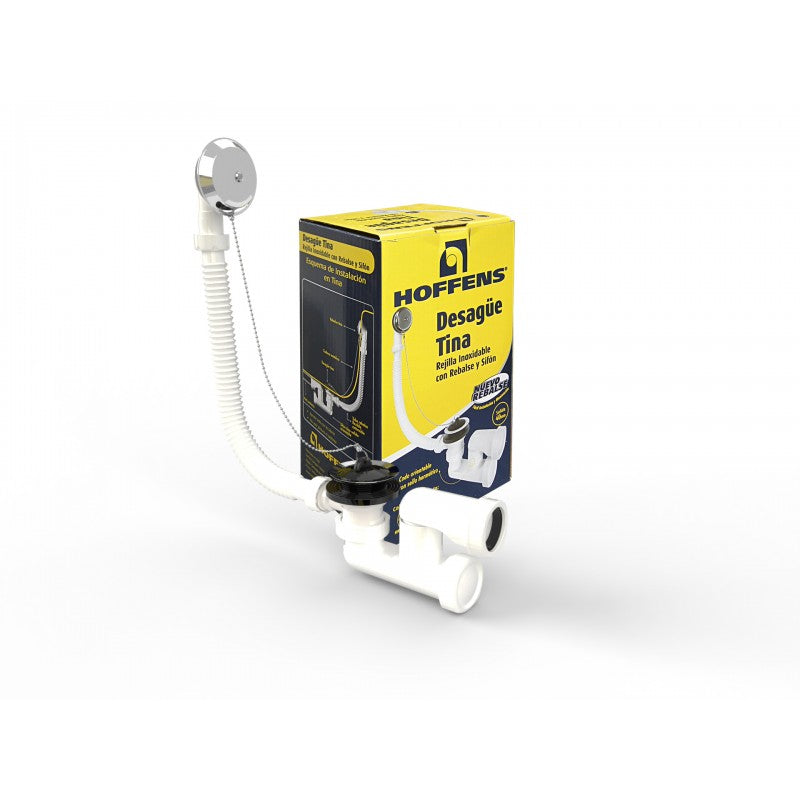 Desagüe Tina 1 1/2" con Rebalse y Sifón orientable