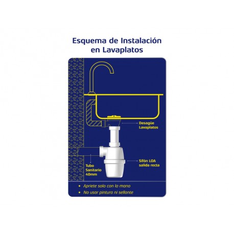 Sifón Loa Salida Recta Entrada 1-1/2" y 1-1/4"