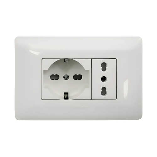 Enchufe Schuko + Enchofe simple bipaso 10/16A 250V Stanford Blanco