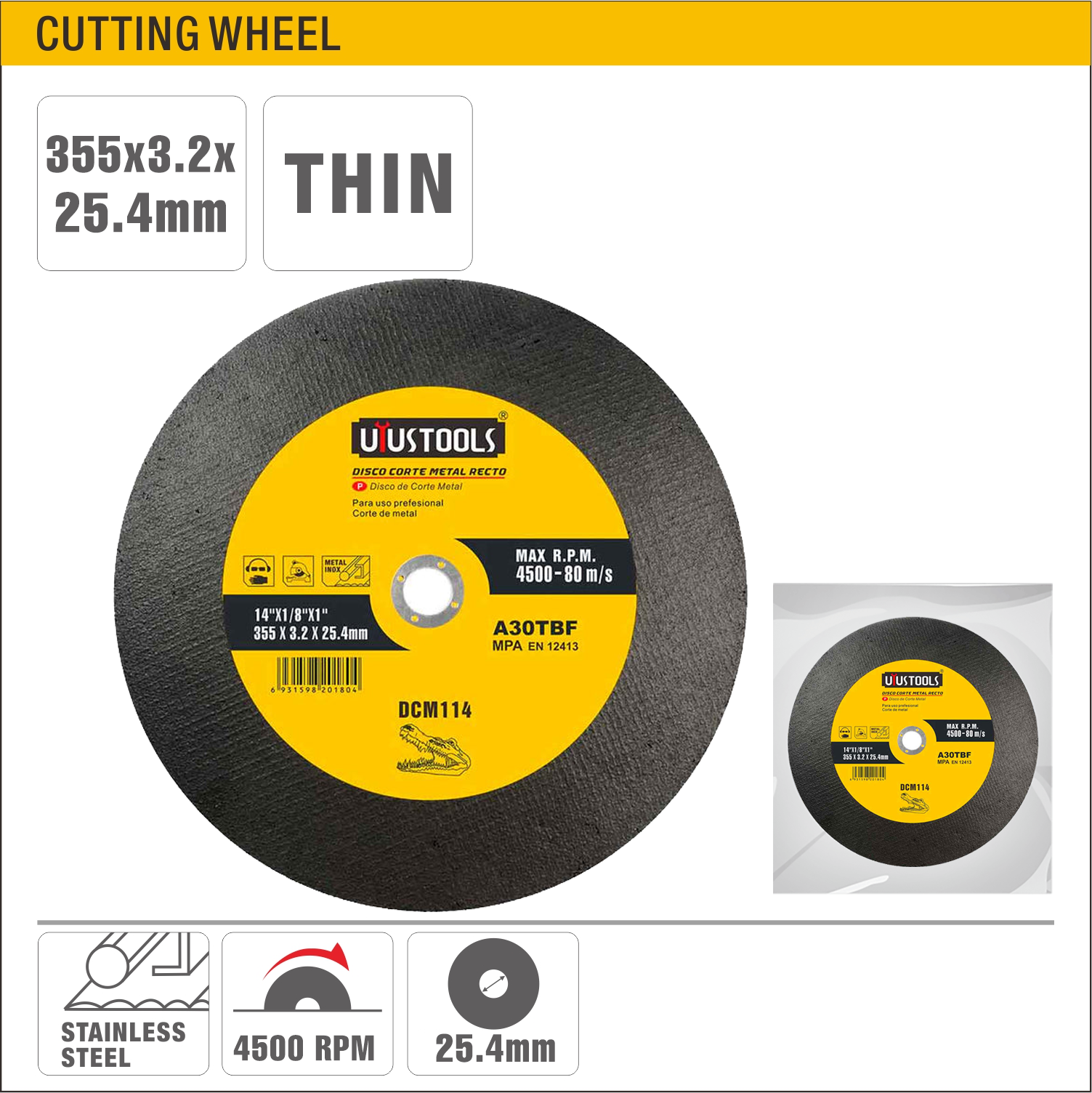 Disco corta metal 355x3.2x25.4 mm