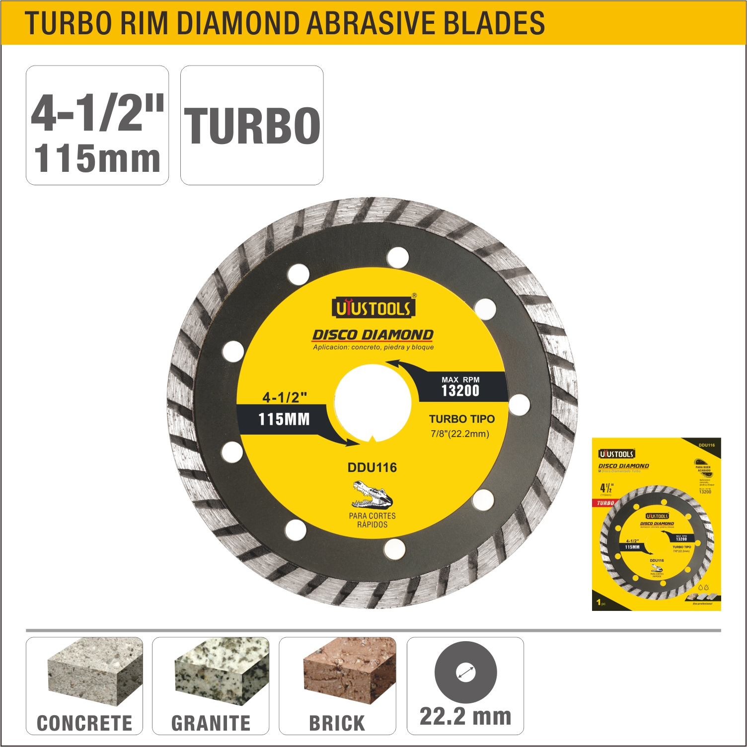 Disco de diamante Turbo 4.5" (115 mm)