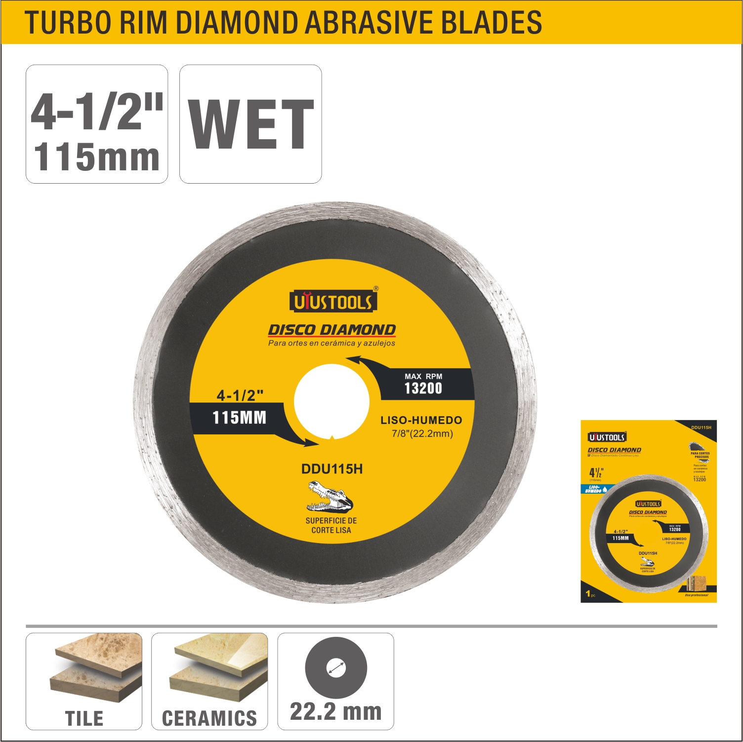 Disco de diamante Húmedo 4.5" (115 mm)