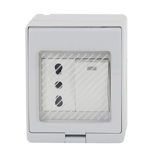 Hydrobox con Enchufe Simple 10/16A y Interruptor 9/12