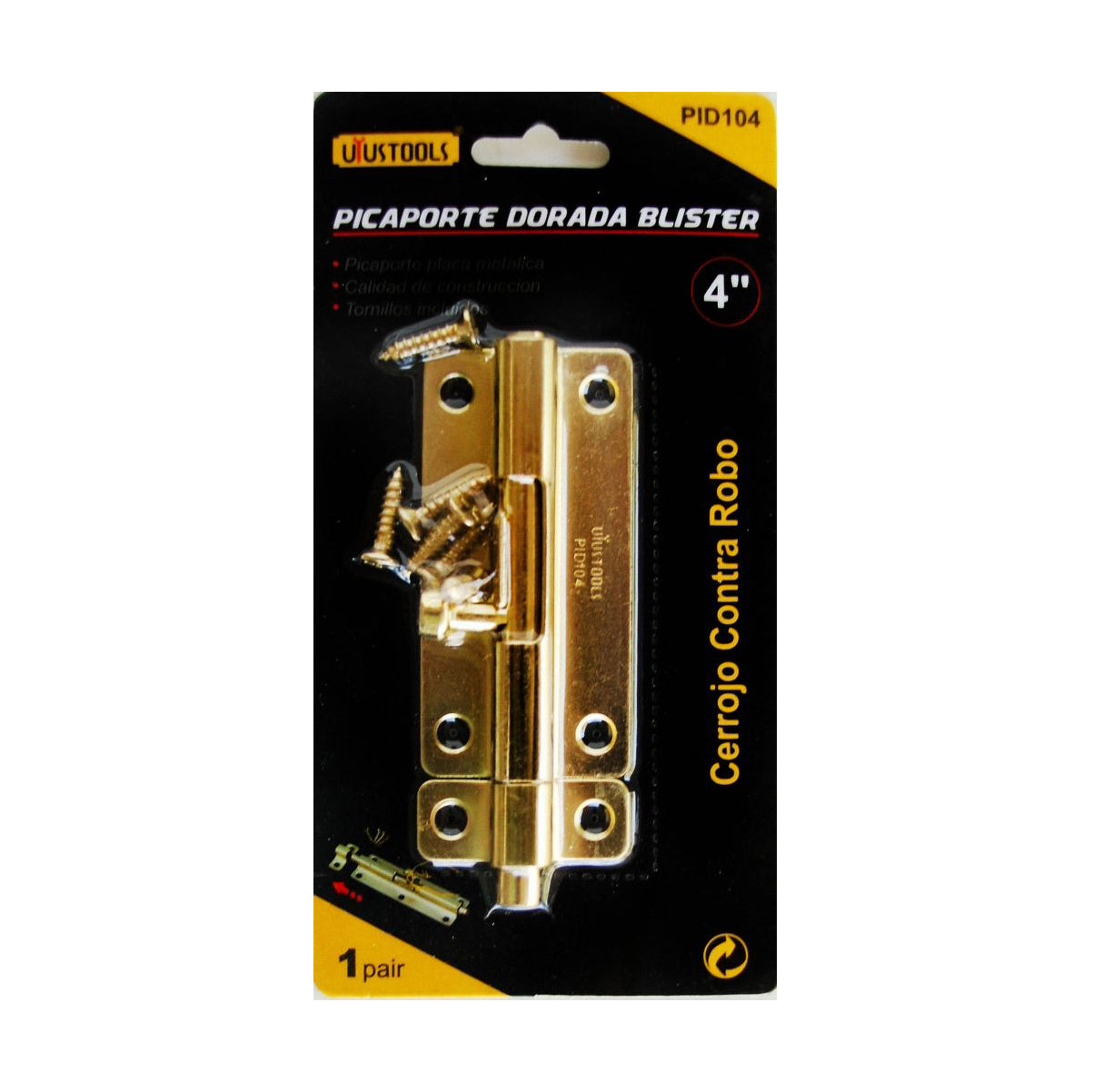 Picaporte dorada blister 4"
