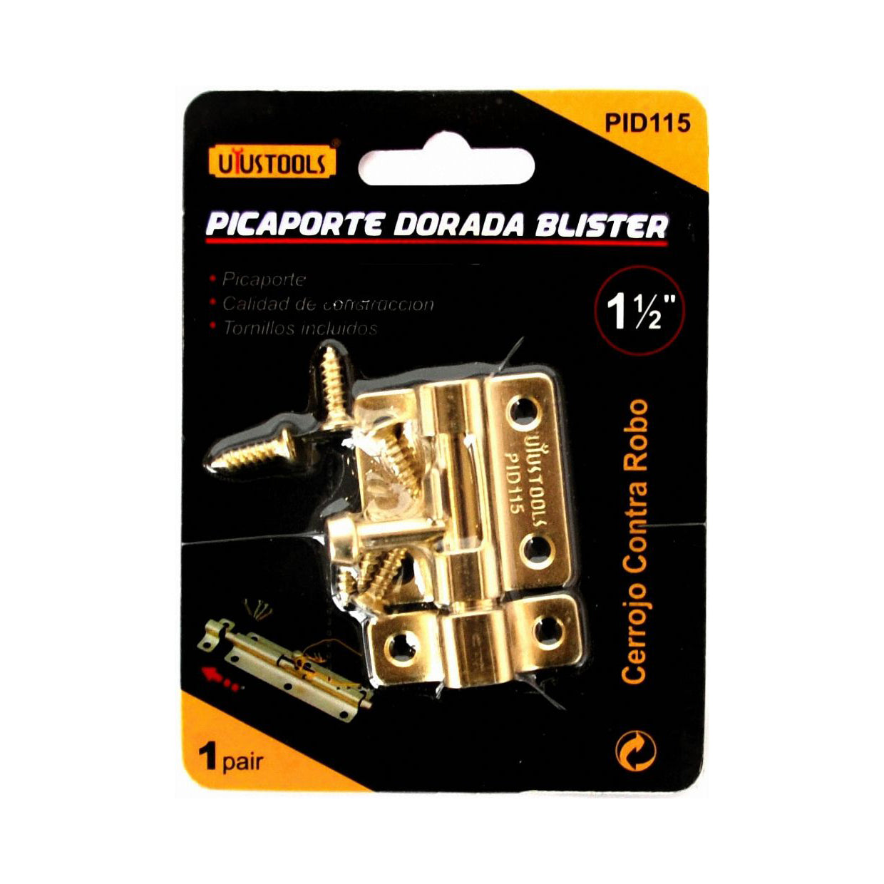 Picaporte dorada blister 1-1/2"
