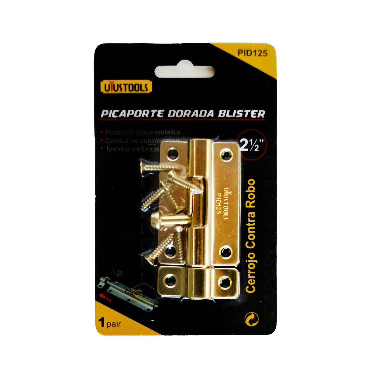 Picaporte dorada blister 2-1/2"