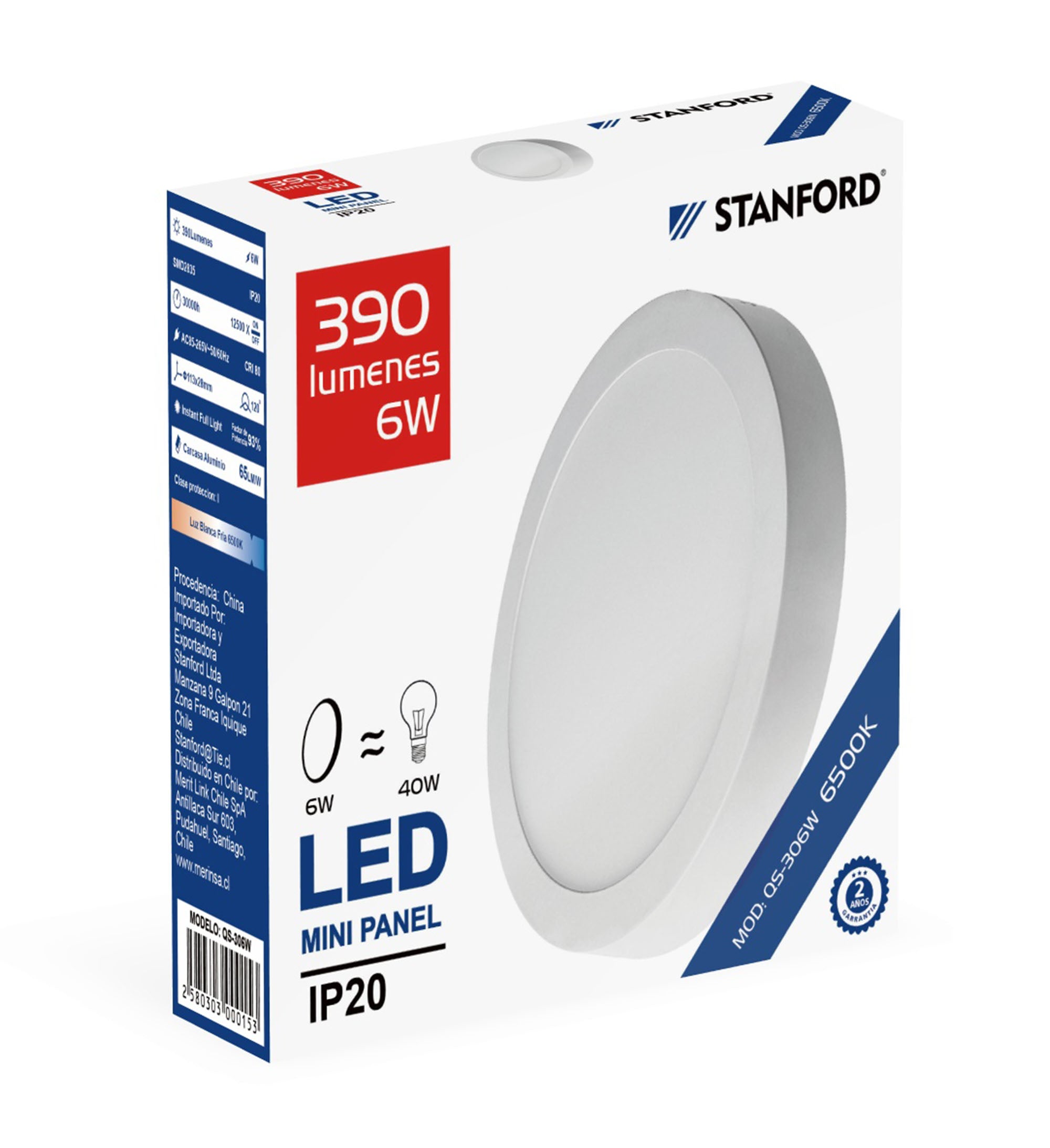 Panel Led Redondo Sobrepuesto 6500K 24W