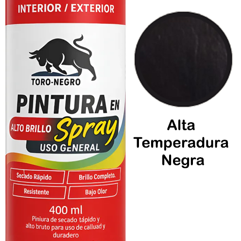 Pintura Spray Alta Temperadura Negra 400 ML