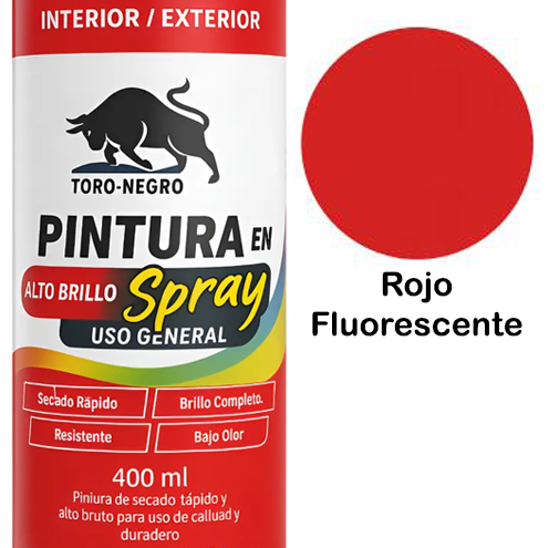 Pintura Spray Fluorescente Rojo 400 ML