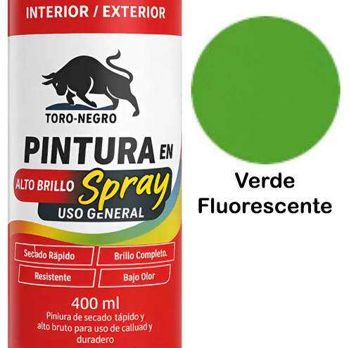 Pintura Spray Fluorescente Verde 400 ML