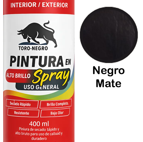 Pintura Spray Uso General Negro Mate 400 ML