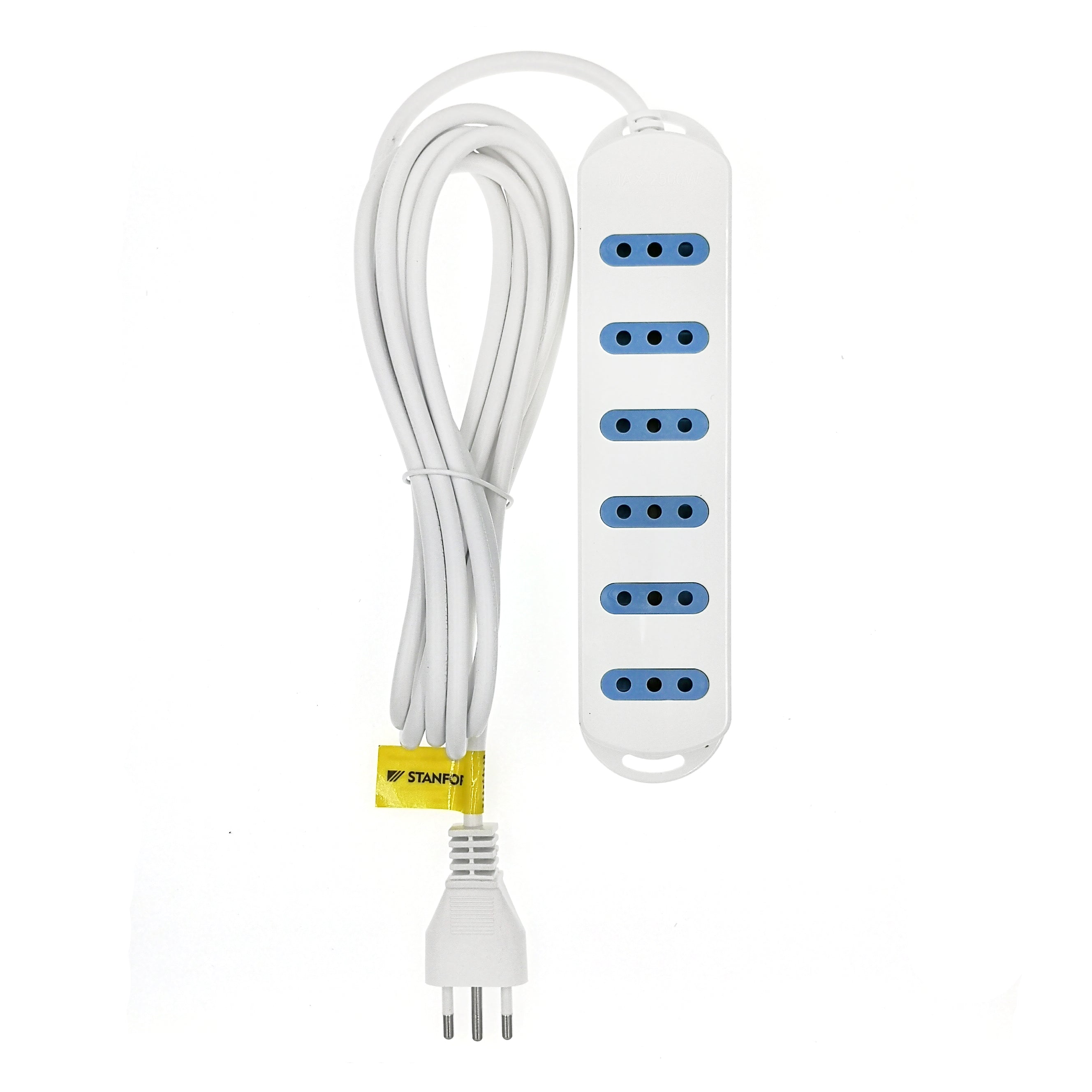 Alargador Múltiple Zapatilla 6 Tomas S/Interruptor 2P+T 1.5Mts Blanco