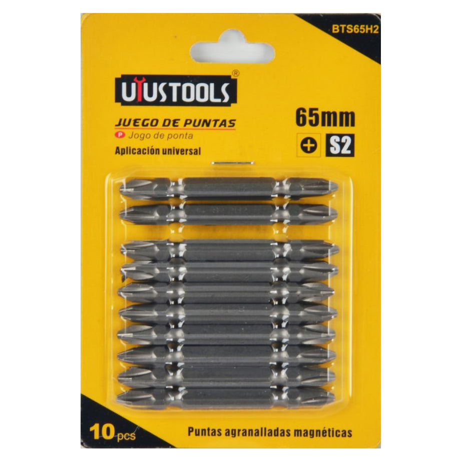 Set 10 puntas PH2 Doble X 65mm S2