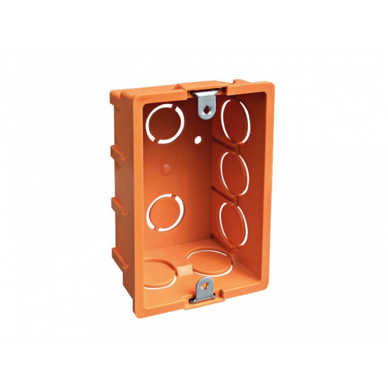 Caja eléctrica tabique con oreja metálica naranja