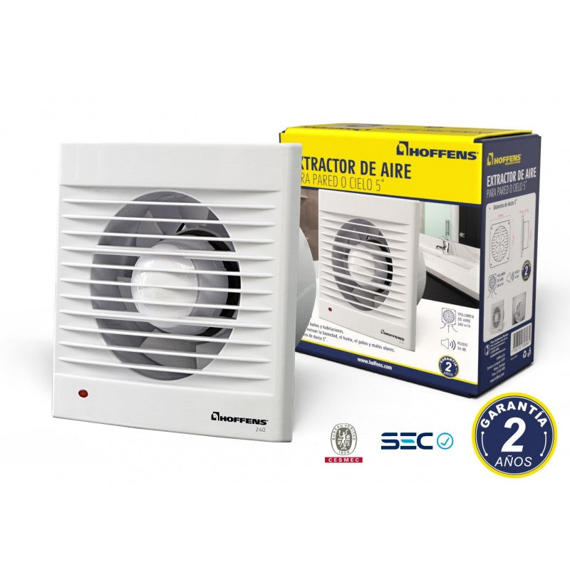 Extractor de aire 5" para baño 240 m3/h, 16W, Dia. 120