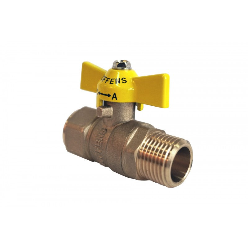 Llave de Gas HI-HE Manilla Amarilla Mariposa 1/2"